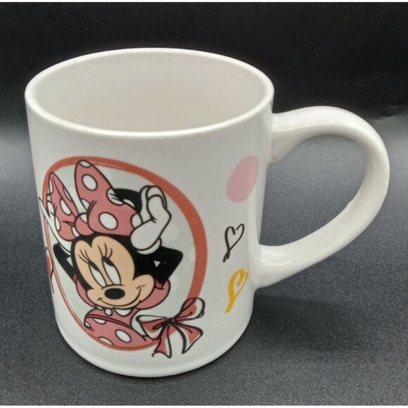 Disney Minnie Mouse Ceramic Coffee Cup White Pink Drinking Mug Hearts Polka Dot - Picture 3 of 16